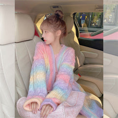 Regenbogen süße Kawaii Strickjacke