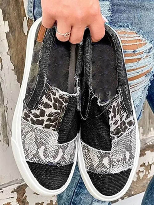 Slip-on-Canvas mit Schlangen-Leoparden-Print