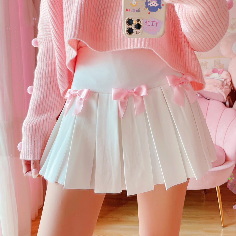 Kawaii Mini-Skort mit Schleife und Falten