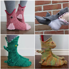 Weihnachtssocken Hai Chamäleon Krokodil Stricksocken