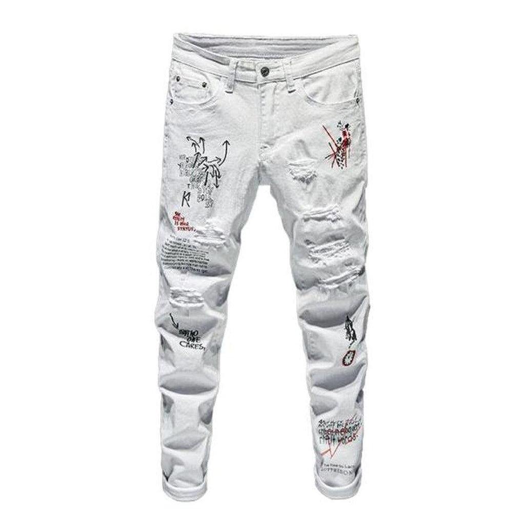 Bemalte zerrissene Jeans für Männer