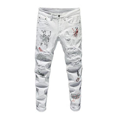 Bemalte zerrissene Jeans für Männer