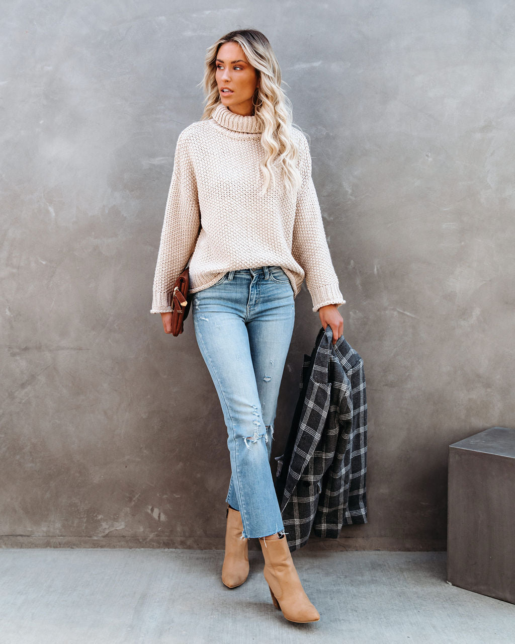 Suéter de punto de cuello alto Quay - Beige - VENTA FINAL 