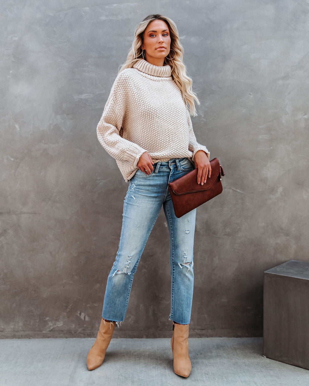 Suéter de punto de cuello alto Quay - Beige - VENTA FINAL 