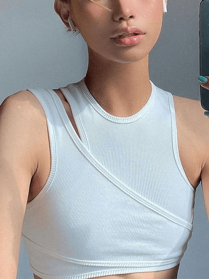 Geripptes Crop-Tanktop-Set