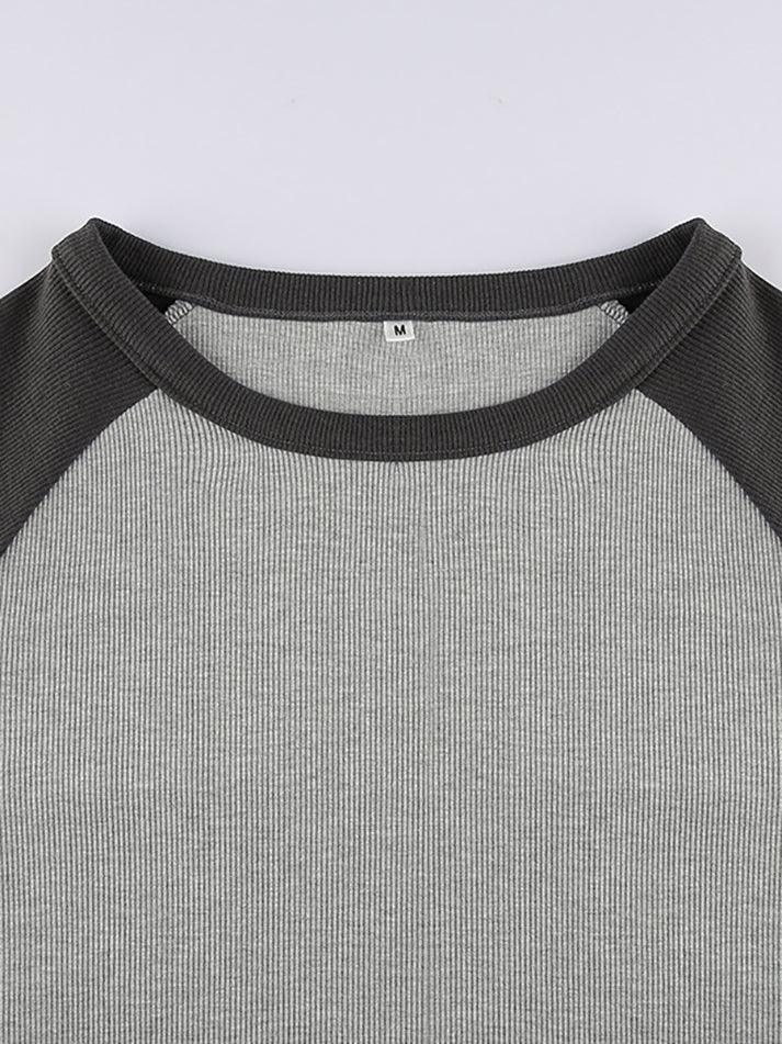 Camiseta de manga raglán acanalada