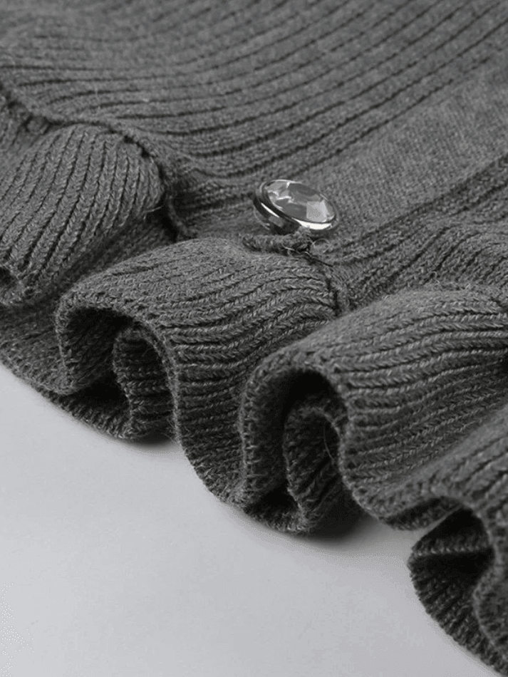 Stricktop mit Rüschen-Patchwork und Knöpfen