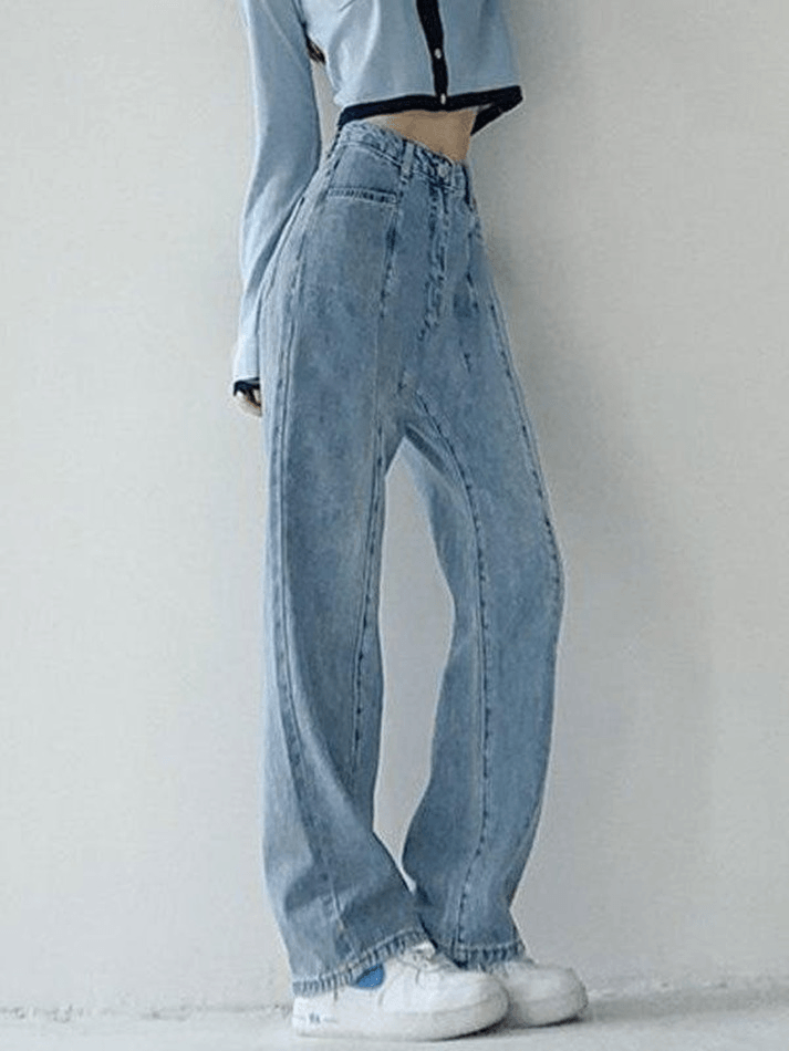 Verwaschene Boyfriendjeans mit Nahtdetail