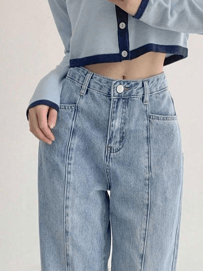 Verwaschene Boyfriendjeans mit Nahtdetail