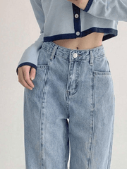 Verwaschene Boyfriendjeans mit Nahtdetail