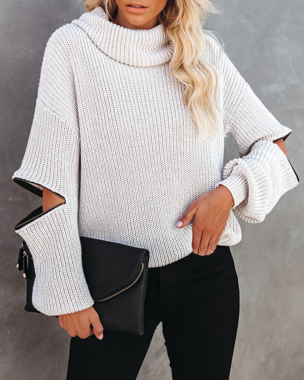Shoreditch-Strickpullover aus Baumwollmischung mit Reißverschlussärmeln