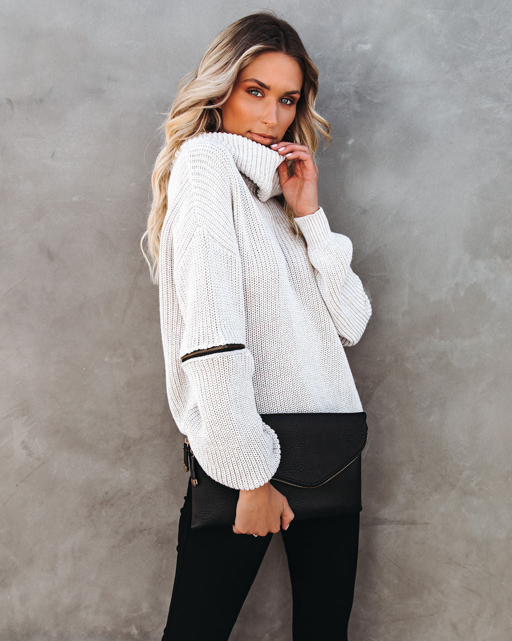 Shoreditch-Strickpullover aus Baumwollmischung mit Reißverschlussärmeln