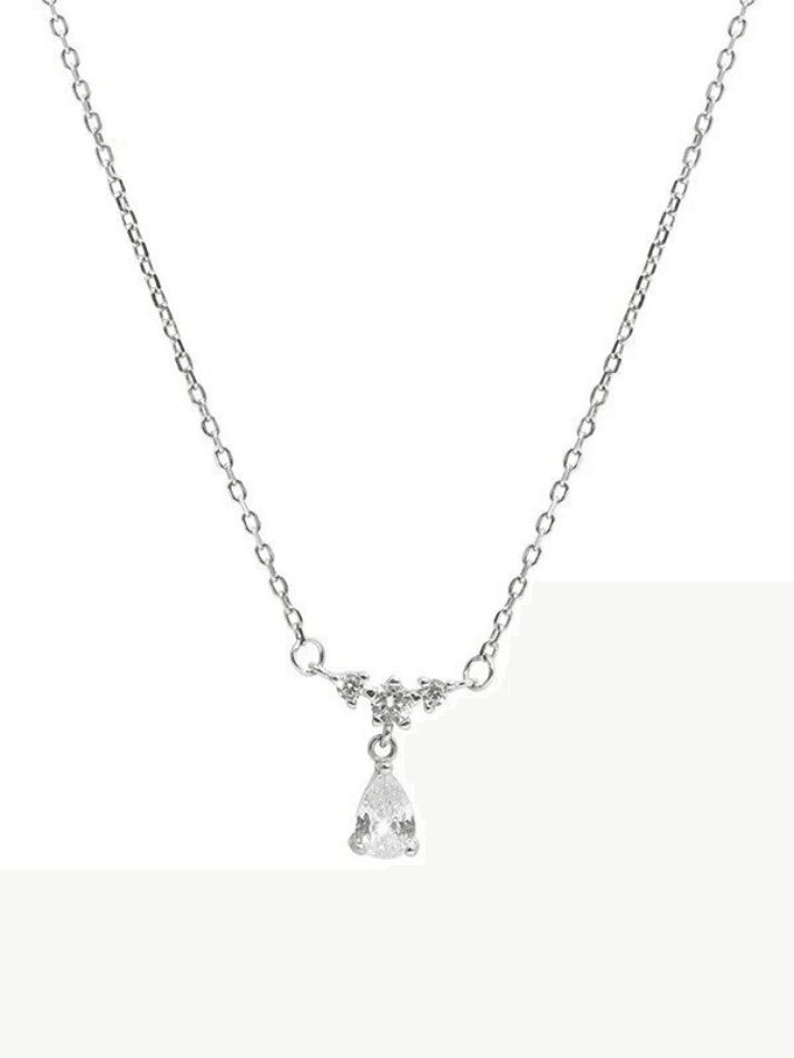 Collar con decoración de gotas de diamantes de imitación de plata