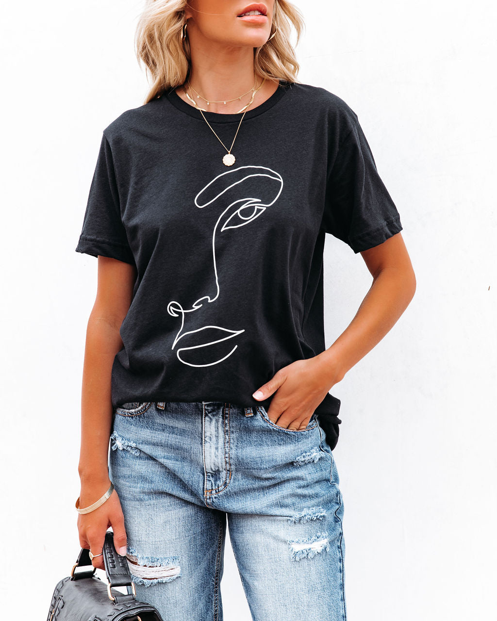 T-Shirt mit abstraktem Muster aus Baumwolle