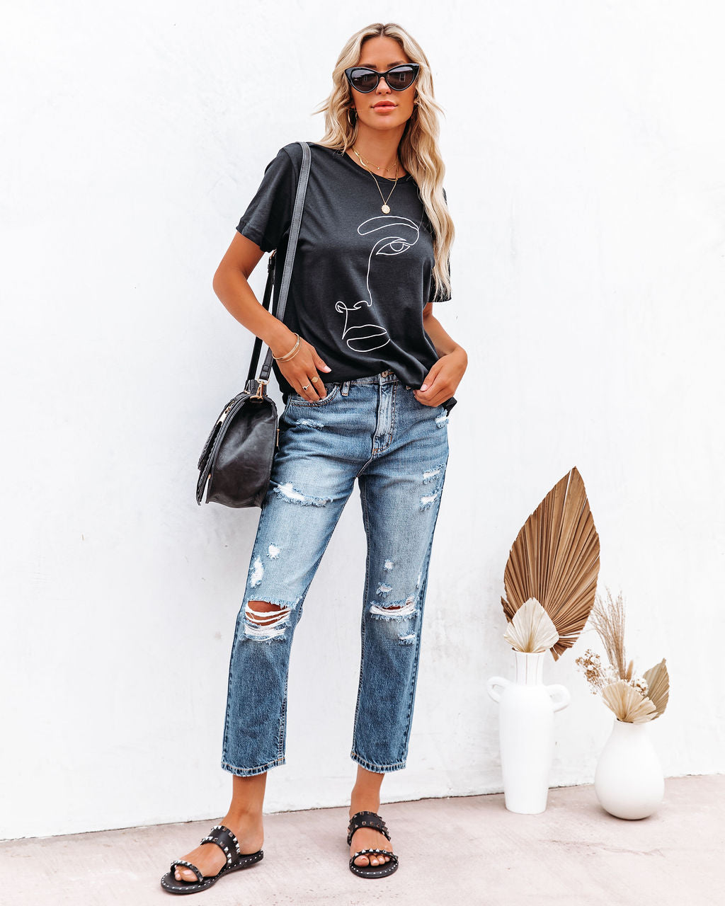 T-Shirt mit abstraktem Muster aus Baumwolle