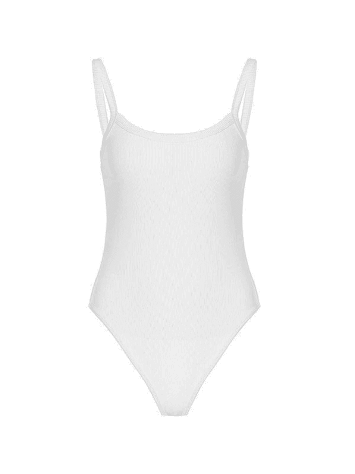 Ärmelloser, schlichter, gerippter Body