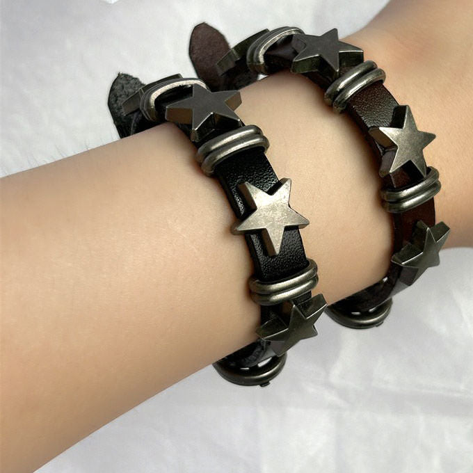 Grunge Ästhetisches Stern Lederarmband