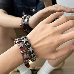 Grunge Ästhetisches Stern Lederarmband