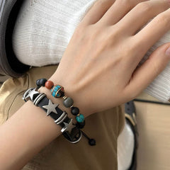 Grunge Ästhetisches Stern Lederarmband