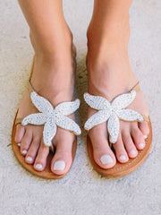 Sandalen mit Perlen und Seestern-Muster