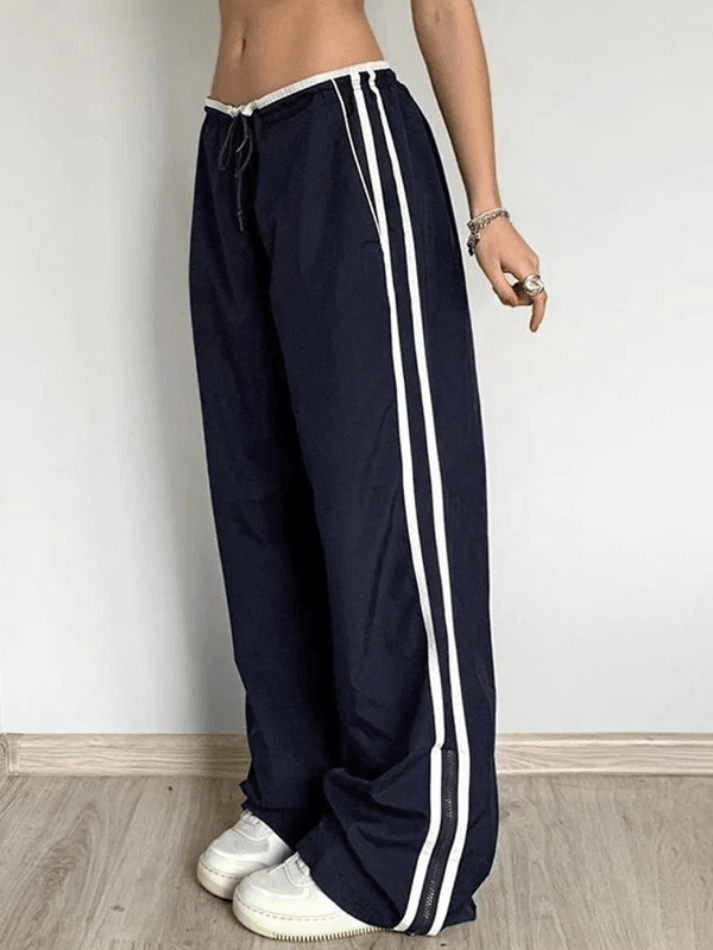 Street Ribbon Hose mit weitem Bein in Kontrastfarbe