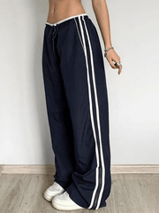 Street Ribbon Hose mit weitem Bein in Kontrastfarbe