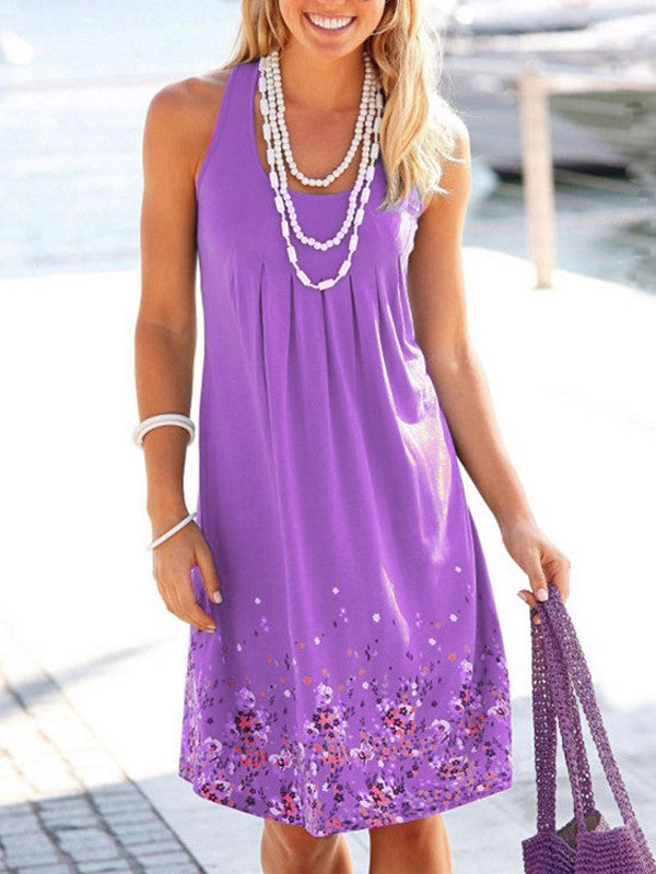 Ärmelloses, bedrucktes, lockeres Kleid