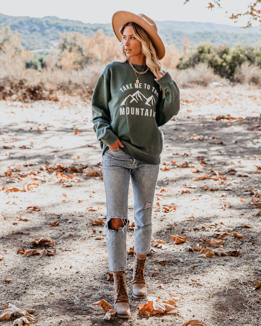 Sudadera de mezcla de algodón "Llévame a las montañas" - VENTA FINAL 