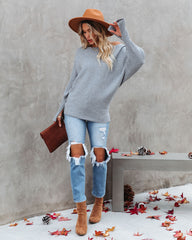 This Time Around Gerippter Dolman-Pullover - Heather Grey