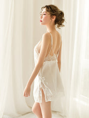 Embroidered Backless Temptation Sling Nightdress
