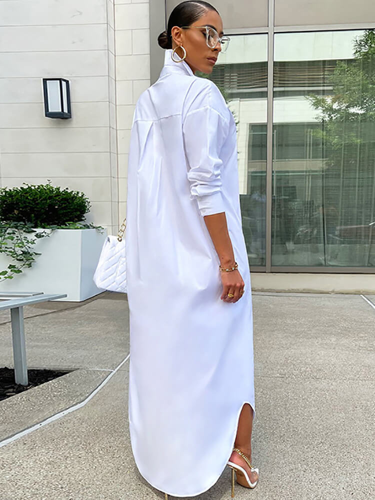 Langärmliges Hemdkleid mit Knopfleiste