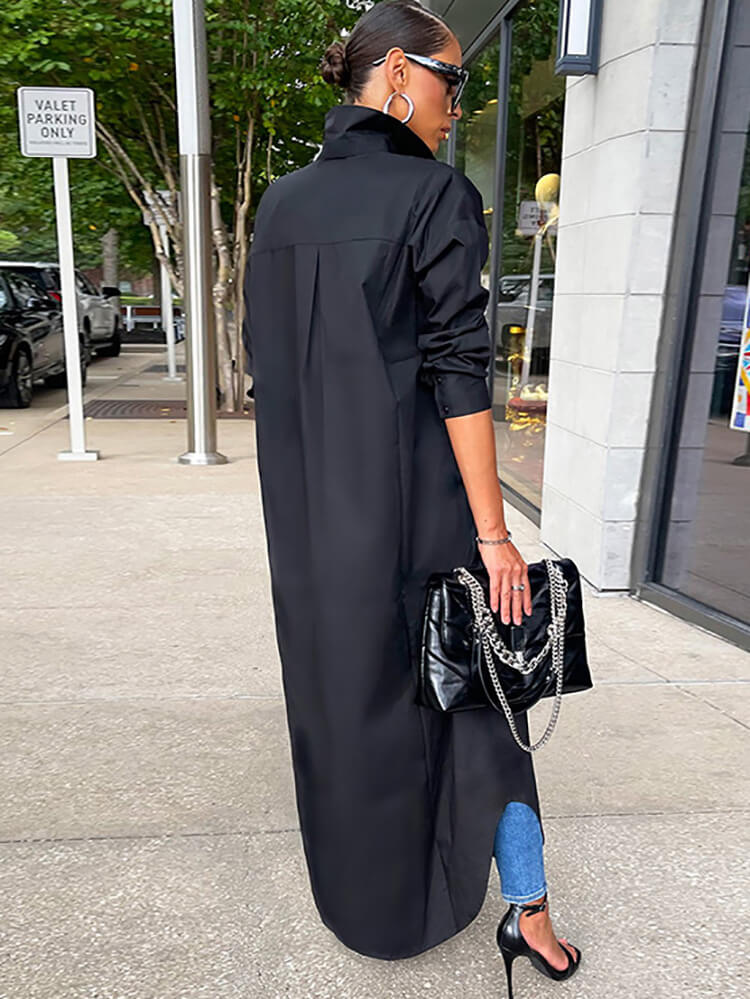 Langärmliges Hemdkleid mit Knopfleiste