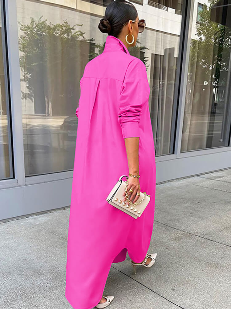 Langärmliges Hemdkleid mit Knopfleiste