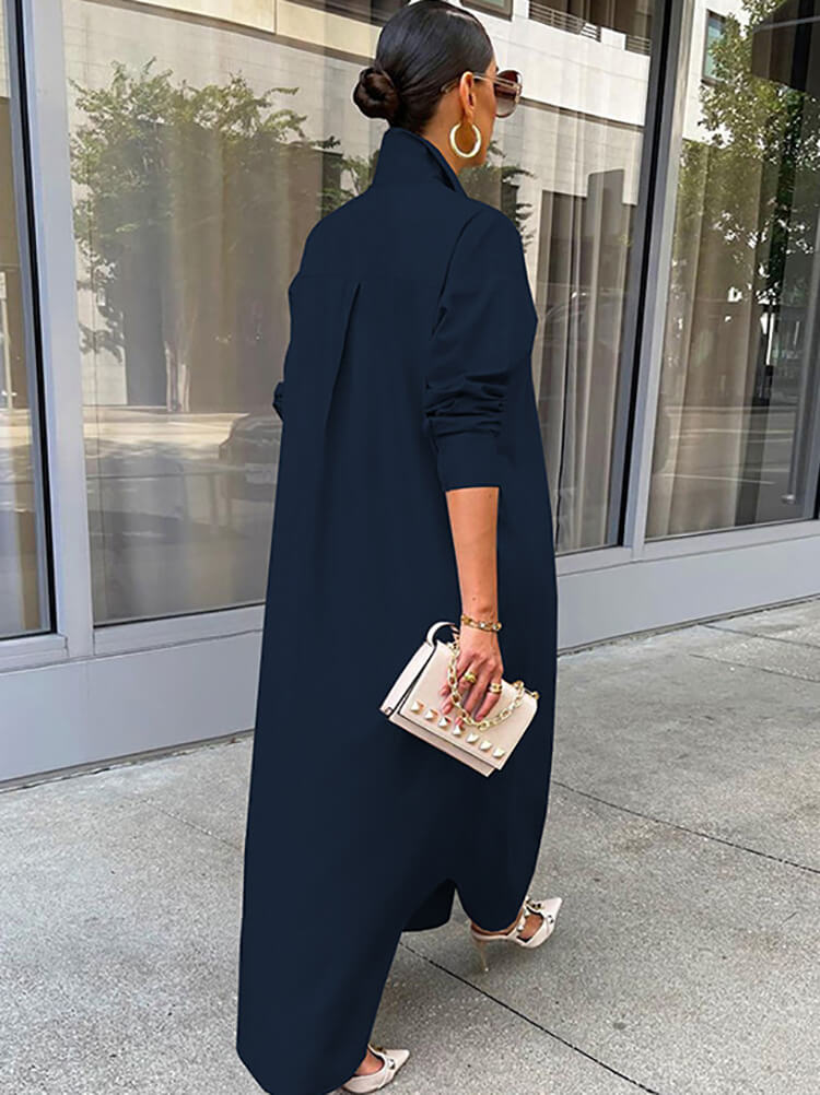Langärmliges Hemdkleid mit Knopfleiste