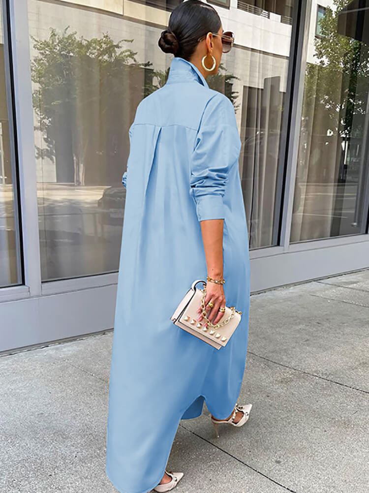 Langärmliges Hemdkleid mit Knopfleiste