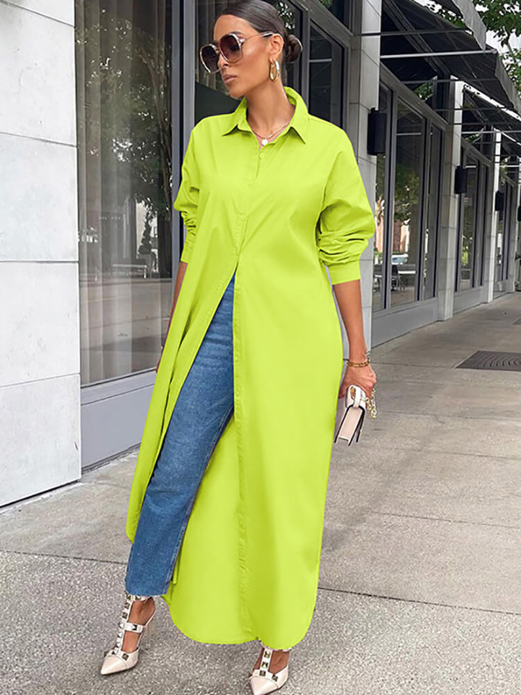 Langärmliges Hemdkleid mit Knopfleiste