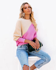 Vice Versa Colorblock Strickpullover - Taupe Fuchsia