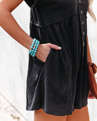 Vincent Strampler aus Baumwollmischung mit Taschen und Knopfleiste - Schwarz