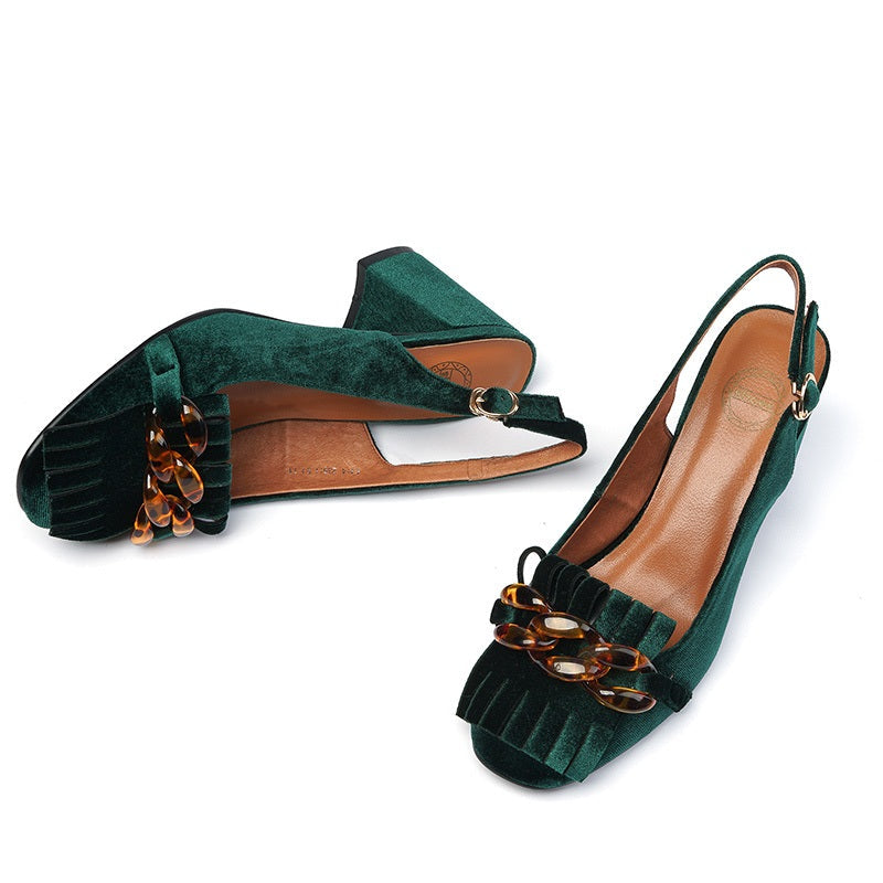 Carla Vintage Slingback Chunky Heels Newgew