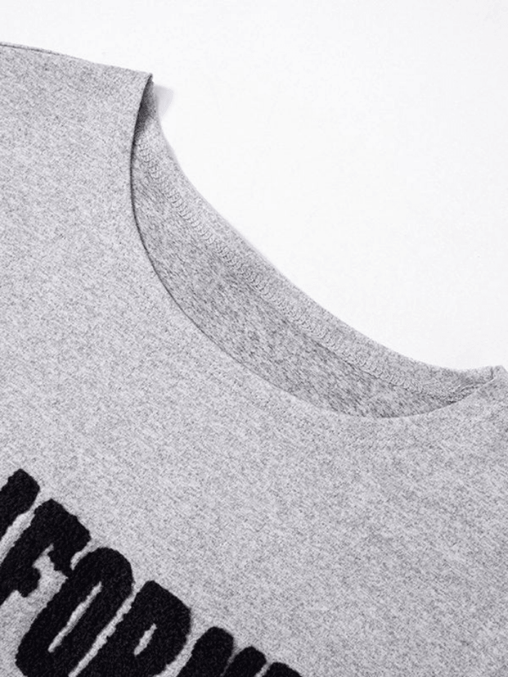 Kurzarm-T-Shirt mit Vintage-Alphabet-Stickerei
