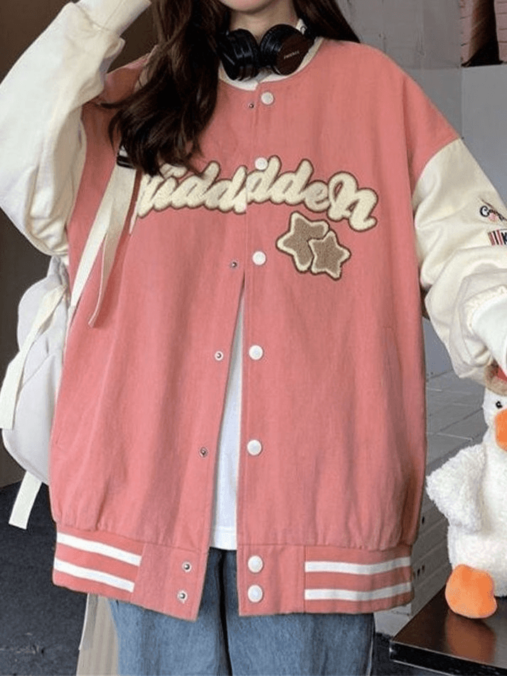 Collegejacke mit Vintage-Stickerei