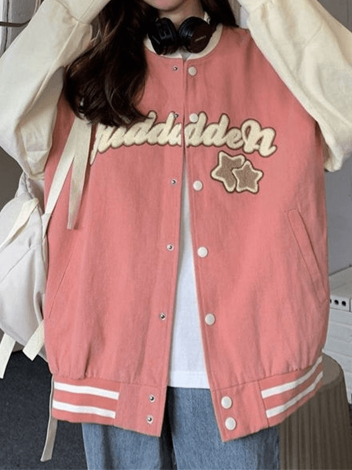 Collegejacke mit Vintage-Stickerei