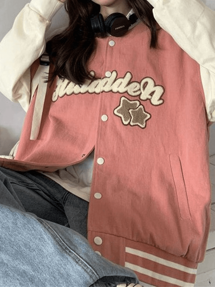 Collegejacke mit Vintage-Stickerei