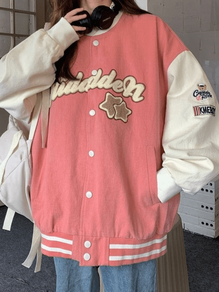 Collegejacke mit Vintage-Stickerei