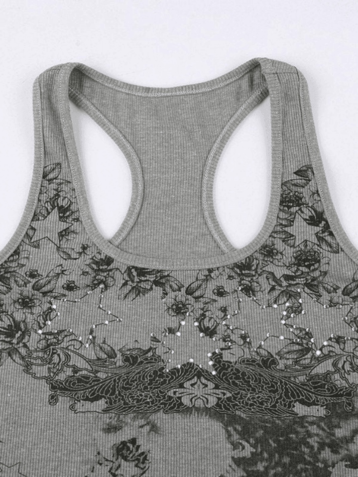 Tanktop mit Vintage-Blumen- und Stern-Print