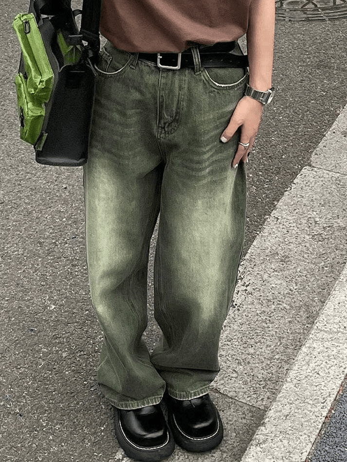 Vaqueros boyfriend con lavado verde vintage