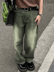 Vaqueros boyfriend con lavado verde vintage