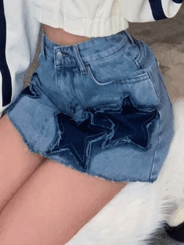 Vintage-Jeans-Miniröcke mit Stern-Patch