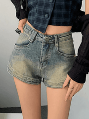 Pantalones cortos sexys de color azul lavado vintage