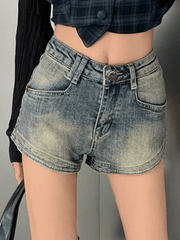 Pantalones cortos sexys de color azul lavado vintage